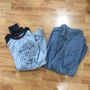 Men’s XXL Bundle Long Tee Chambray button Up
